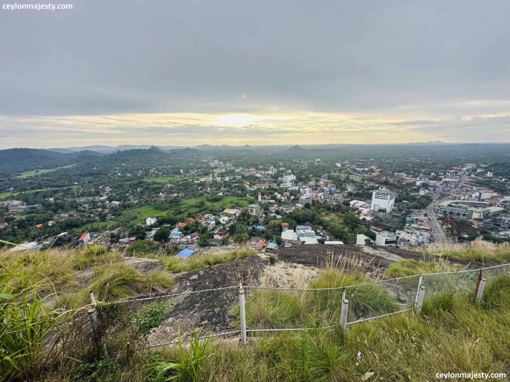 View of Kurunegala City at the top of the Athugala Temple in an evening